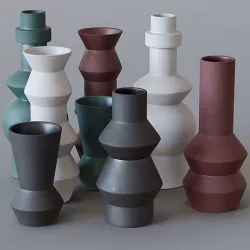 West Elm-Ceramic Totem Vases Low-poly 3D model
