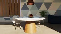 Winston Dining Tables White and Marble 3D model