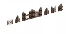 Wooden picket fences game asset Low-poly 3D model