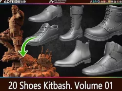 20 Shoes Kitbash Volume 01 Low-poly 3D model