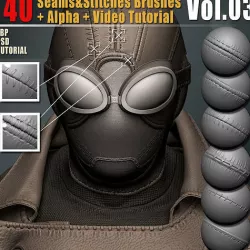 40 Seams And Stitches Brushes  Alpha  Video Tutorial Vol03 3D model