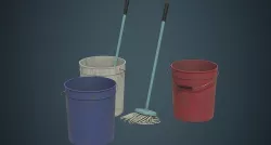 Bucket And Mop 1B Low-poly 3D model