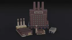 Cartoon factory asset Low-poly 3D model