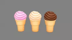 Cartoon sundae ice cream Low-poly 3D model