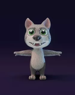 Cartoon Wolf Animated 3D Model Low-poly 3D model