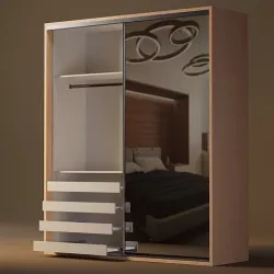 closet wardrobe with interior and drawers with slides Low-poly 3D model