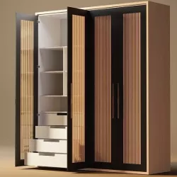 closet wardrobe with interior and drawers with slides Low-poly 3D model