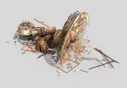 Destroyed Satellite Antenna Dish 3D model