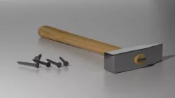 Hammer with Nails 3D model