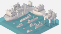 Isometric Big Boat Vessel Drill Ship Platform Low-poly 3D model