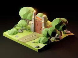 Jurassic park Gate low poly 3D model