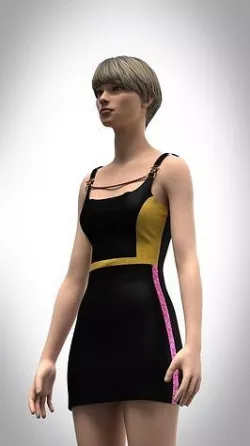 Ladies Glitter Dress Low-poly 3D model
