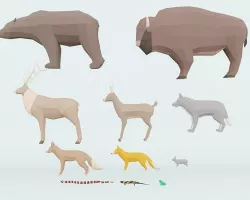 Low poly wild animals  Low-poly 3D model