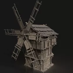 Medieval Wooden Fantasy Viking Windmill Silo AAA Next Gen Low-poly 3D model