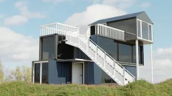 Modern Ship Container House with Outside Stair and Glass Design Low-poly 3D model