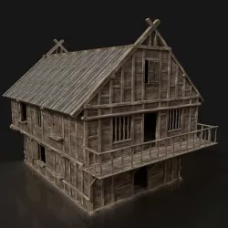 Next Gen AAA FANTASY MEDIEVAL WOODEN VIKING HOUSE WEST WESTERN Low-poly 3D model