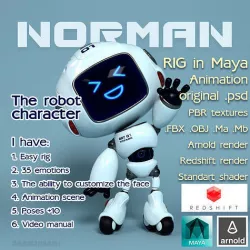 Norman the robot character Low-poly 3D model