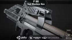 P90 Sub Machine Gun Low-poly 3D model