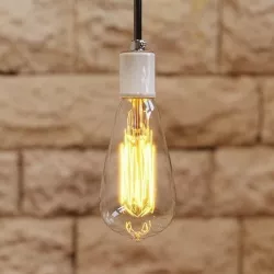Pear shaped Edison Bulb with Porcelain Socket 3D model