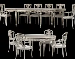 rococo table and chairs set 3D model
