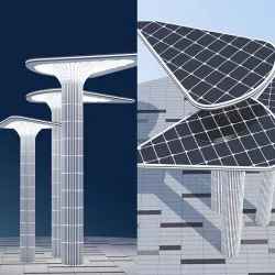 solar and wind hybrid street light 3D model