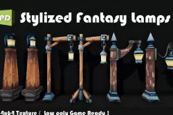 Stylized Fantasy Exterior Lamps  Low-poly 3D model