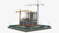 Two Tower Building Under Construction Scene Low-poly 3D model