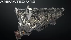 V12 Engine Working Animated 3D model