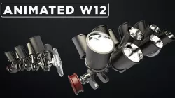W12 Engine Working Animated 3D model
