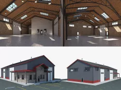 Warehouse Office interior and exterior 3D model