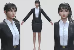 woman in working business suit gameAssets 5 Low-poly 3D model