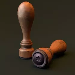 Wooden rubber stamp Low-poly 3D model