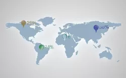 World Map Chart with markers Low-poly 3D model
