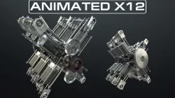 X12 Engine Working Animated 3D model