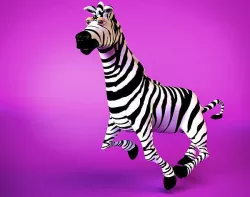 Zebra cute cartoon style 3D model