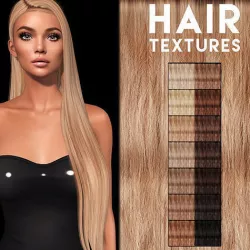 14 realistic straight hair textures for 3D models Texture