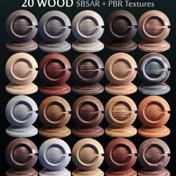 20 Veneered Wood Materials - SBSAR - PBR Maps - 4K Texture