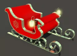 3D SNOW SLED CLAUS Low-poly 3D model