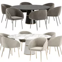 Avalon Boucle dining set 3D model