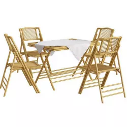 Bamboo table and chair set with tablecloth 3D model