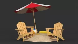 Beach Umbrella and Chair 3D model