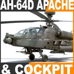 Boeing AH-64D Apache Longbow Attack Helicopter with Cockpit 3D model