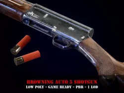 Browning Auto 5 shotgun - Game ready PBR 3D model Low-poly 3D model