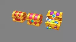 Cartoon crystal treasure chest Low-poly 3D model