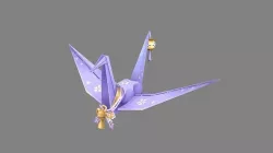 cartoon purple paper crane Low-poly 3D model