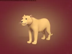 Cartoon Tiger - Leopard - Puma - Lioness Low-poly 3D model