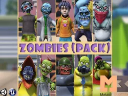 Cartoon Zombies Pack Low-poly 3D model