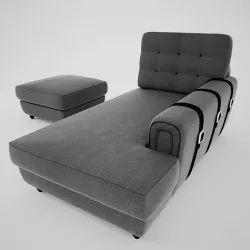 Chaise Longue y Pouff 3D model