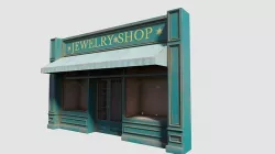 city shop front with 4k pbr textures Low-poly 3D model