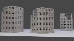 destroyed building 3D model